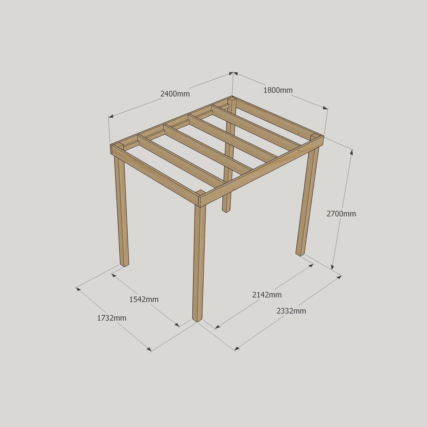 Freestanding Box Pergola - Light Green - 1.8m Width x 2.4m Length