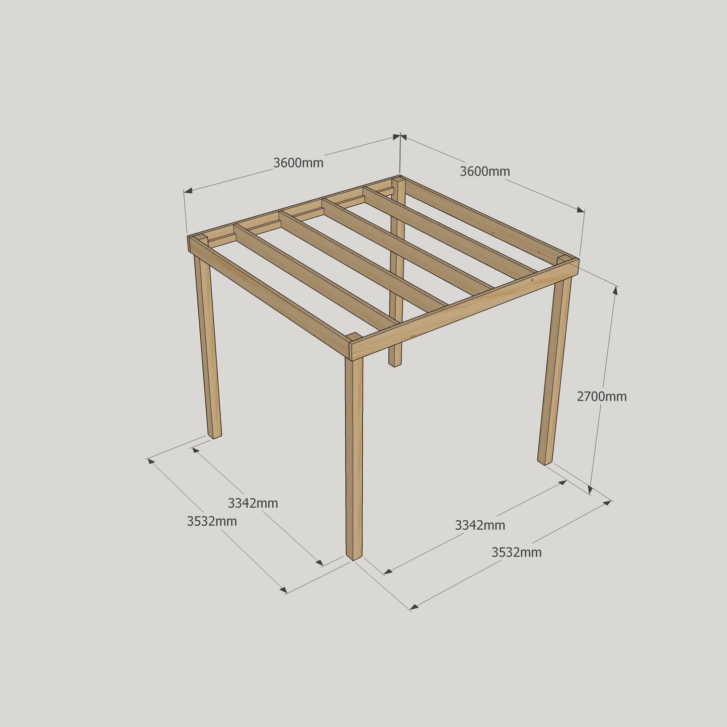 Freestanding Box Pergola - Light Green - 3.6m Width x 3.6m Length