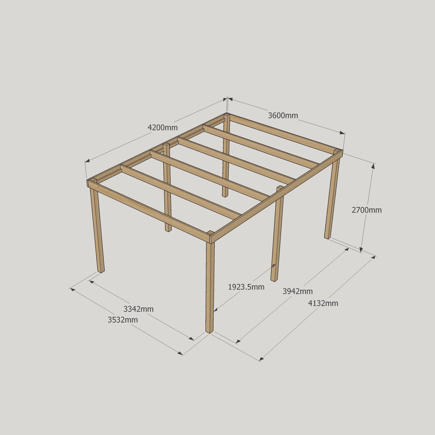 Freestanding Box Pergola - Light Green - 3.6m Width x 4.2m Length