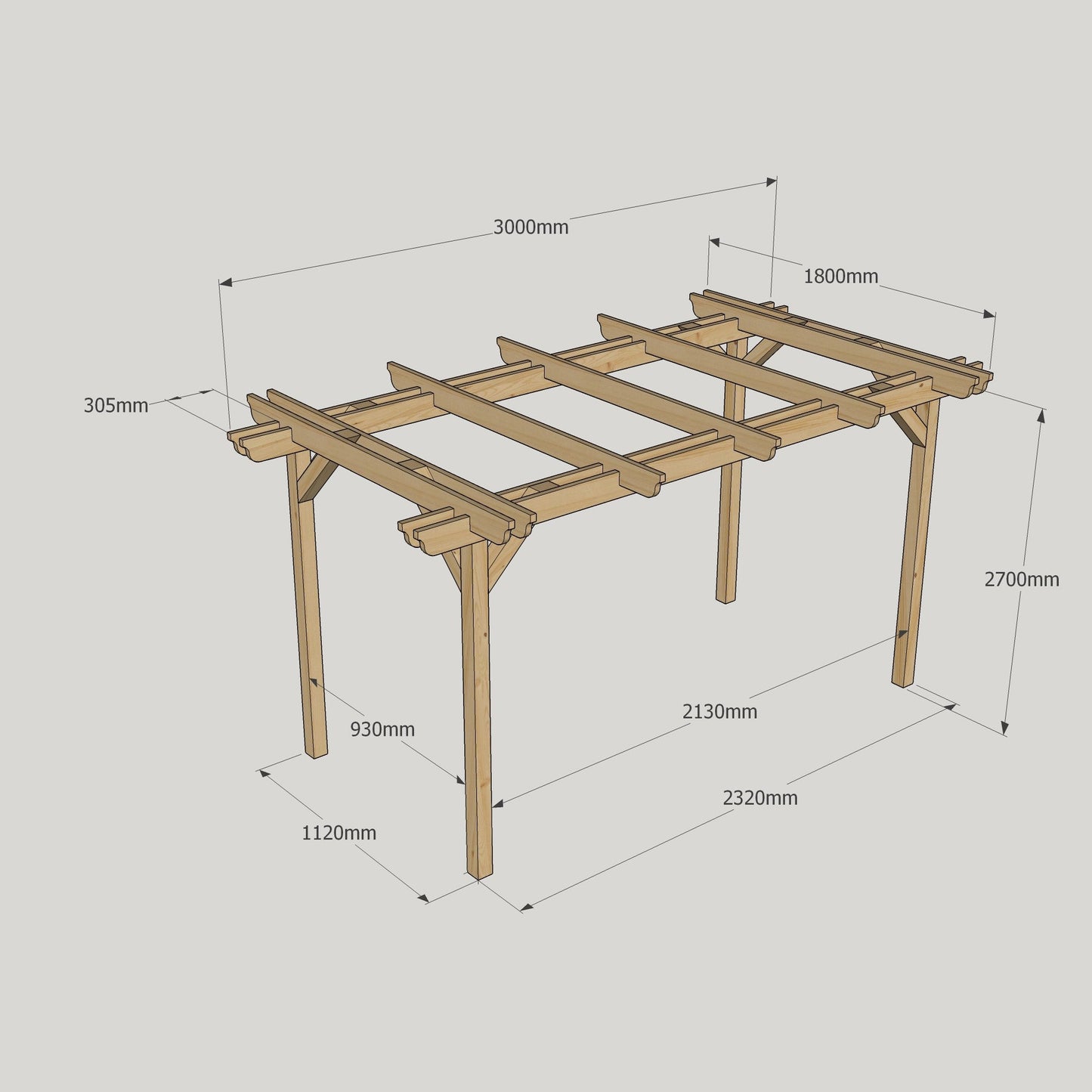 Freestanding Double Garden Pergola - Light Green - 1.8m Width x 3m Length