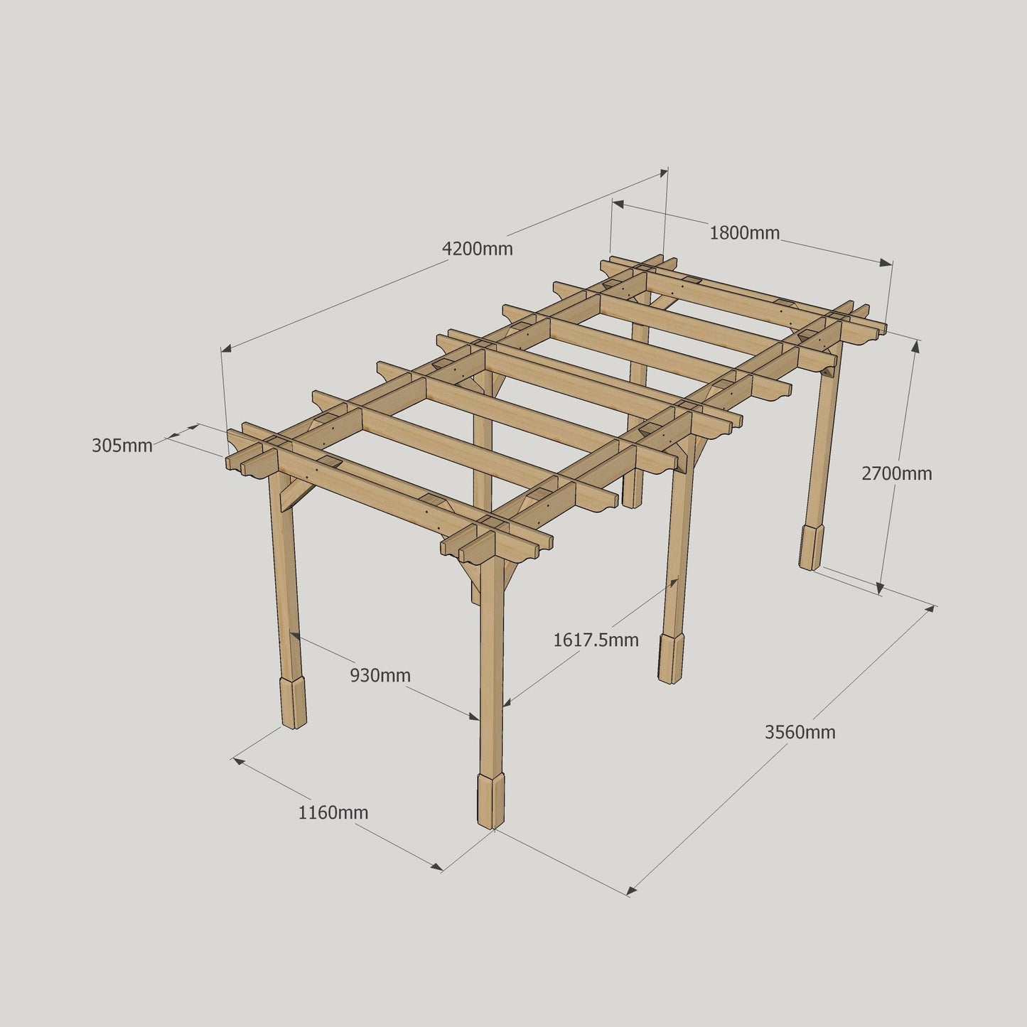Freestanding Double Premium Pergola - Light Green - 1.8m Width x 4.2m Length