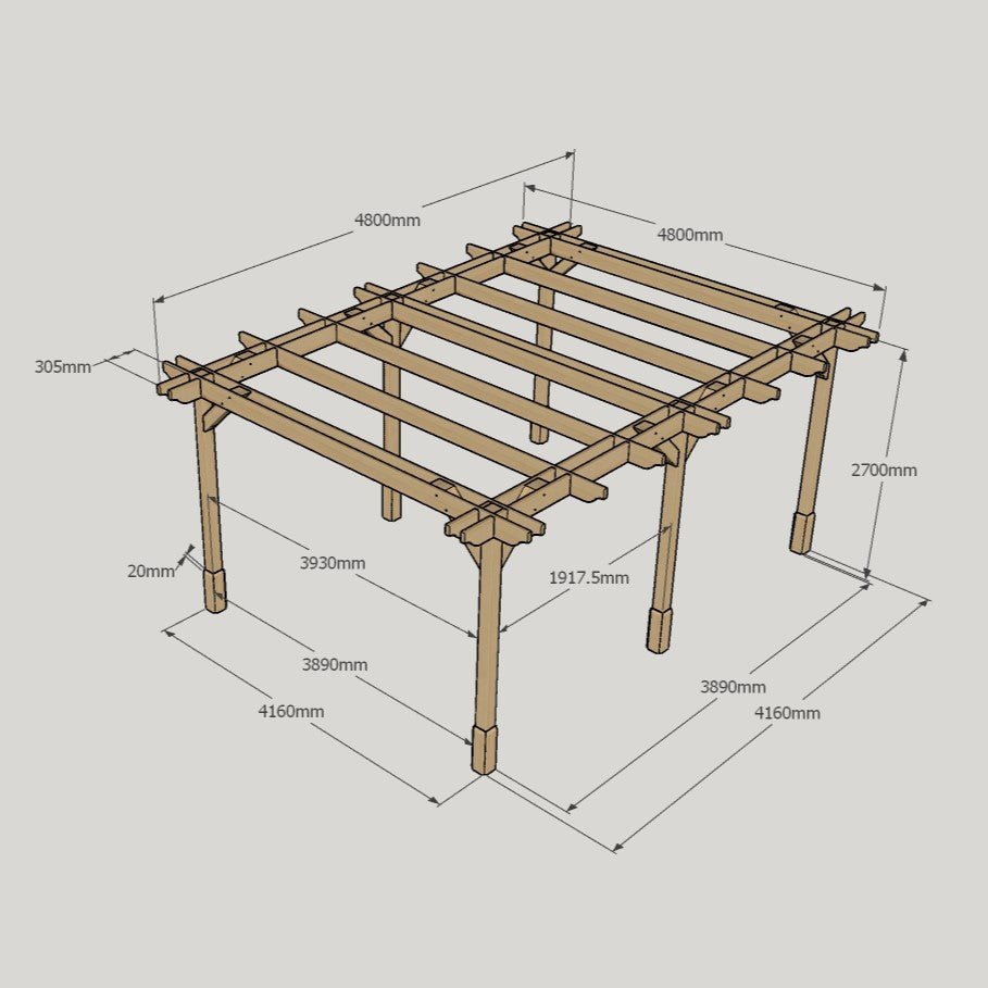 Freestanding Double Premium Pergola - Light Green - 4.8m Width x 4.8m Length