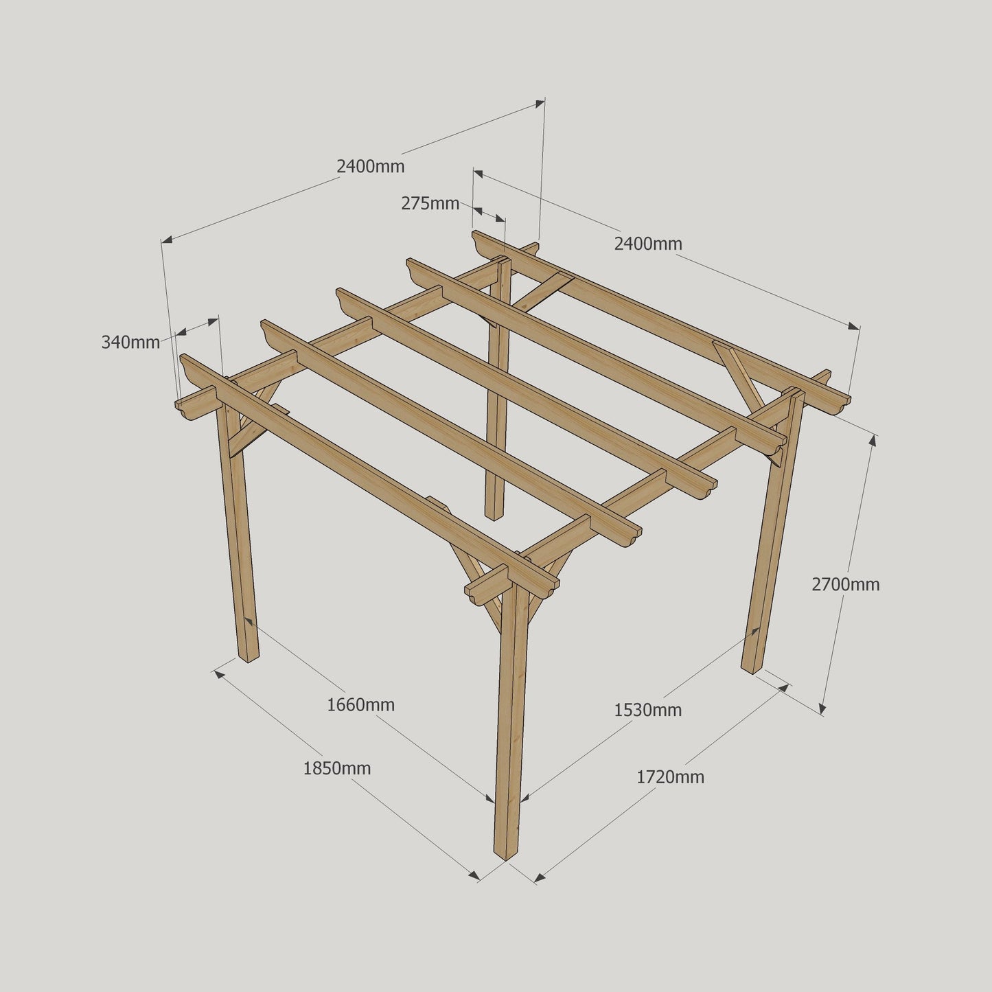 Freestanding Garden Pergola - Light Green - 2.4m Width x 2.4m Length