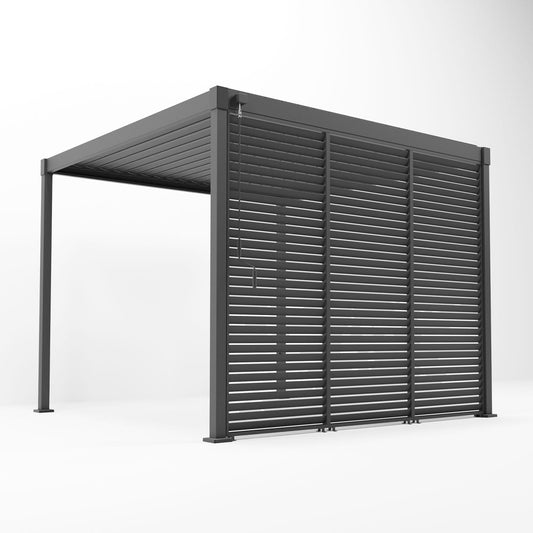 Luna 1.0 Fixed Louvre Side Wall Panel | Aluminium & Steel | Grey