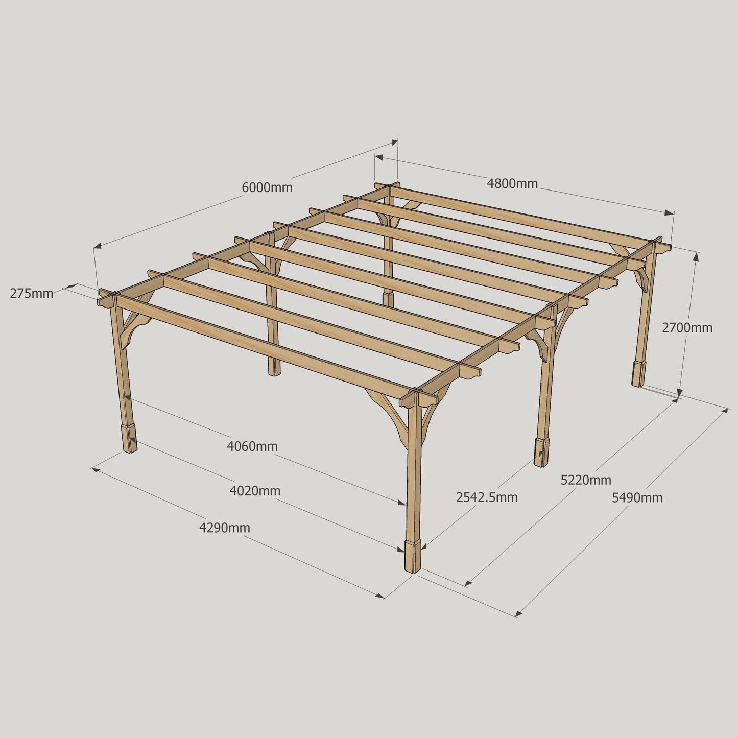 Freestanding Premium Pergola - Light Green - 4.8m Width x 6m Length