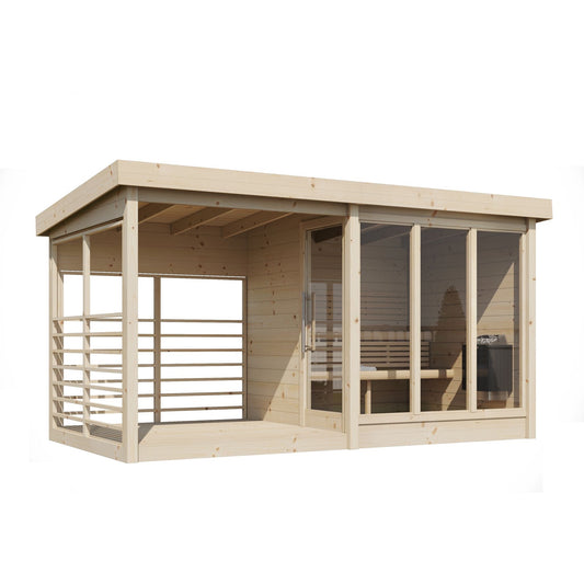 Multiroom Log Sauna Anita with Terrace — angle view