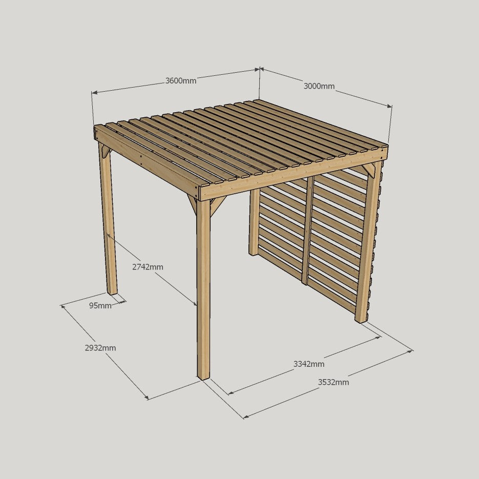 Freestanding Shade Pergola - Light Green - 3m Width x 3.6m Length