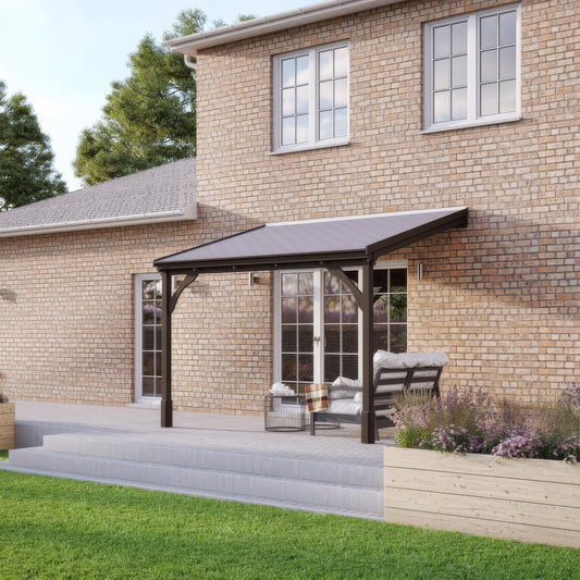 Timber Felt Shingle Roof | Wall Mounted Garden Shelter | Rustic Brown | 2.5m Depth x 4.34m Width