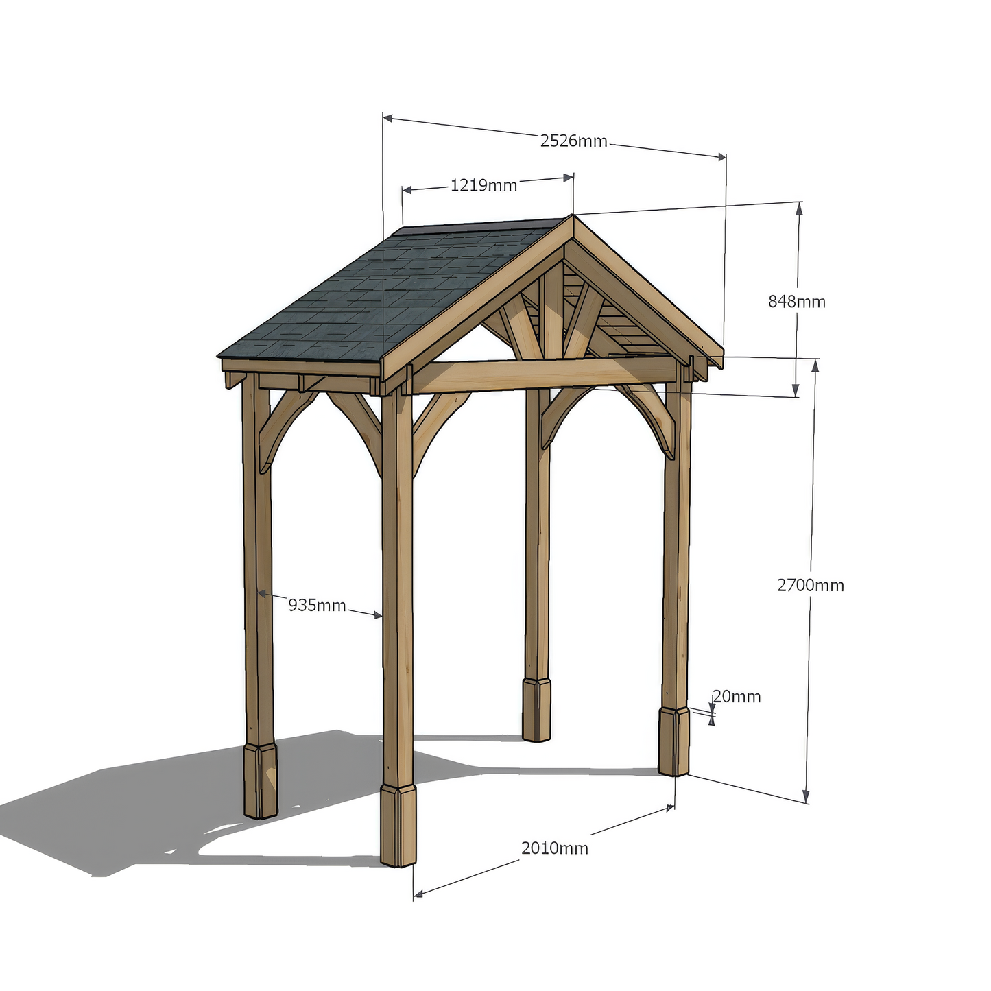 Felt Shingle Roof Porch - Light Green - 1.22m Depth x 2.4m Width