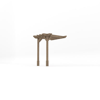 Wall Mounted Double Premium Pergola - Rustic Brown - 1.8m Depth x 1.8m Length