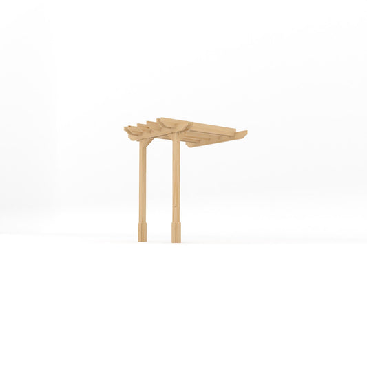 Veranda | Timber Double Garden Veranda | Wall Mounted Garden Structure | Open Slatted Roof | Light Green | 1.8m Depth x 1.8m Length