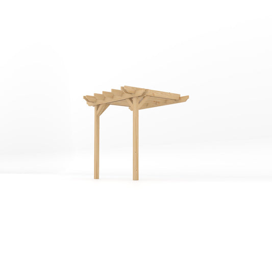 Veranda | Timber Double Garden Veranda | Wall Mounted Garden Structure | Open Slatted Roof | Light Green | 1.8m Depth x 2.4m Length