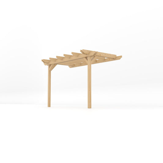Veranda | Timber Double Garden Veranda | Wall Mounted Garden Structure | Open Slatted Roof | Light Green | 1.8m Depth x 3.6m Length