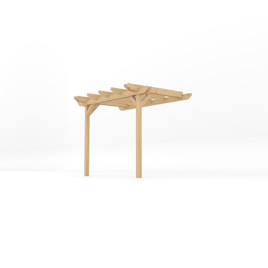 Veranda | Timber Double Garden Veranda | Wall Mounted Garden Structure | Open Slatted Roof | Light Green | 1.8m Depth x 3m Length