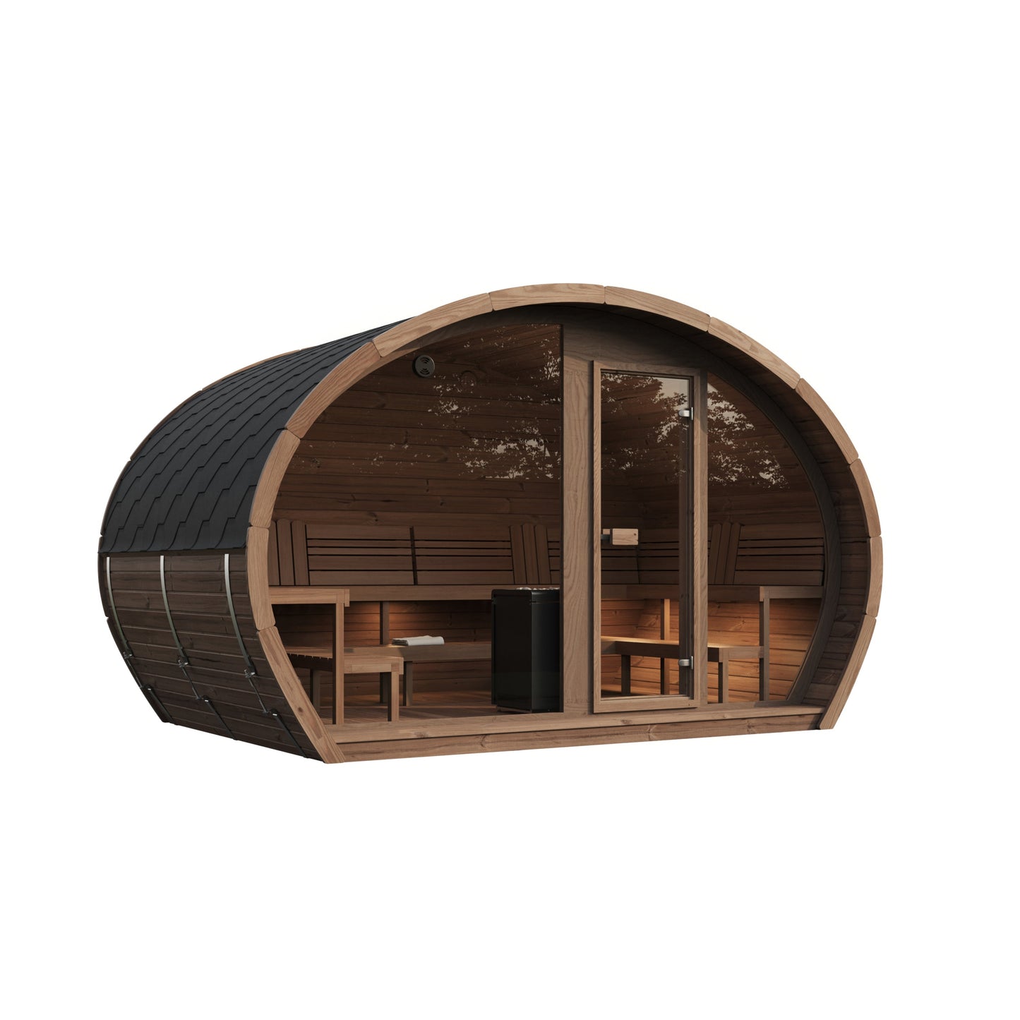 Wanaka 400 Deluxe Thermowood with Glass Front 10 Person Outdoor Sauna product exterior view