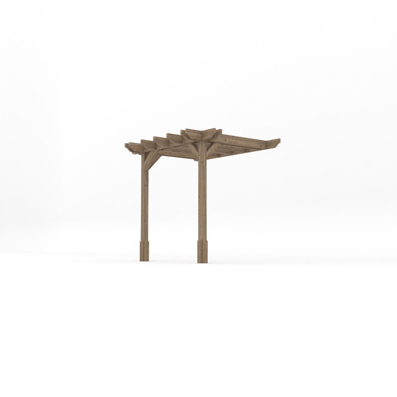 Wall Mounted Double Premium Pergola - Rustic Brown - 2.4m Depth x 2.4m Length