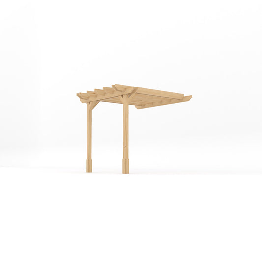 Veranda | Timber Double Garden Veranda | Wall Mounted Garden Structure | Open Slatted Roof | Light Green | 2.4m Depth x 2.4m Length