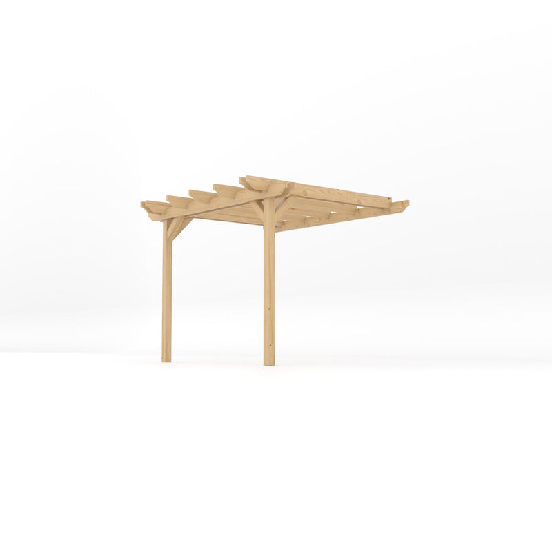 Wall Mounted Double Garden Pergola - Light Green - 2.4m Depth x 3m Length