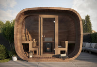vista 240 deluxe thermowood with glass front 6 person outdoor cube sauna product exterior view — view 3
