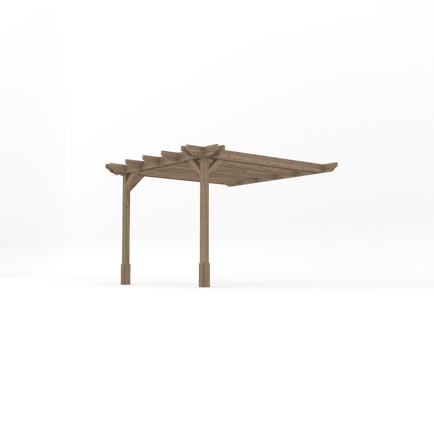 Wall Mounted Double Premium Pergola - Rustic Brown - 3.6m Depth x 3.6m Length