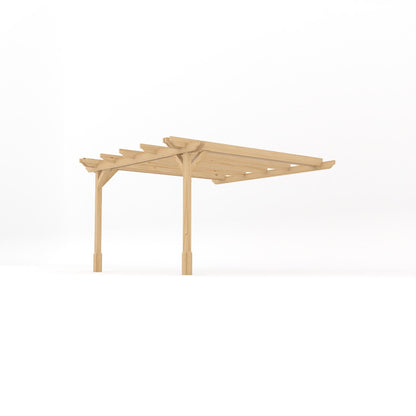 Wall Mounted Double Garden Pergola - Light Green - 3.6m Depth x 3.6m Length