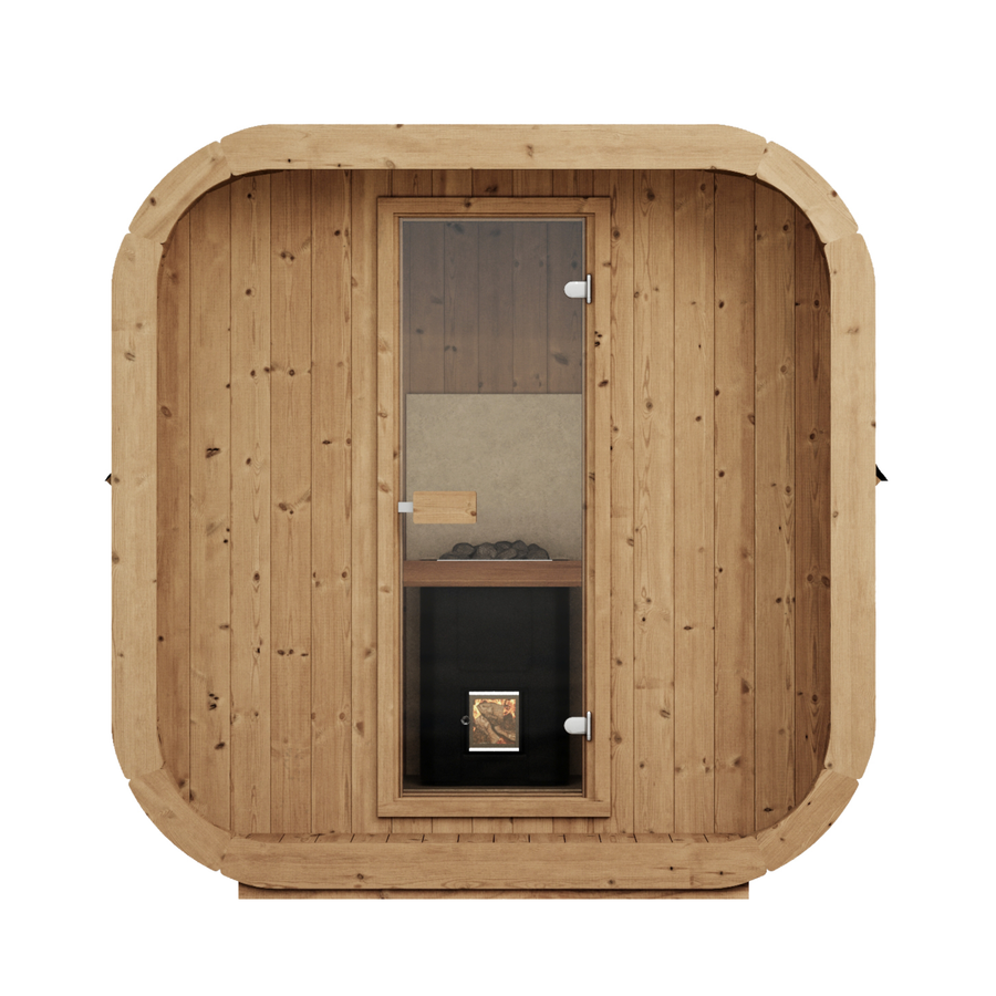 beacon 200 classic 6 person outdoor cube sauna product exterior view — view 3