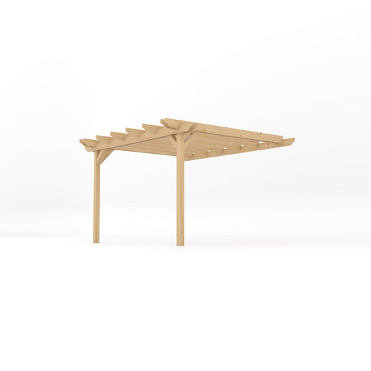 Veranda | Timber Double Garden Veranda | Wall Mounted Garden Structure | Open Slatted Roof | Light Green | 3m Depth x 3.6m Length