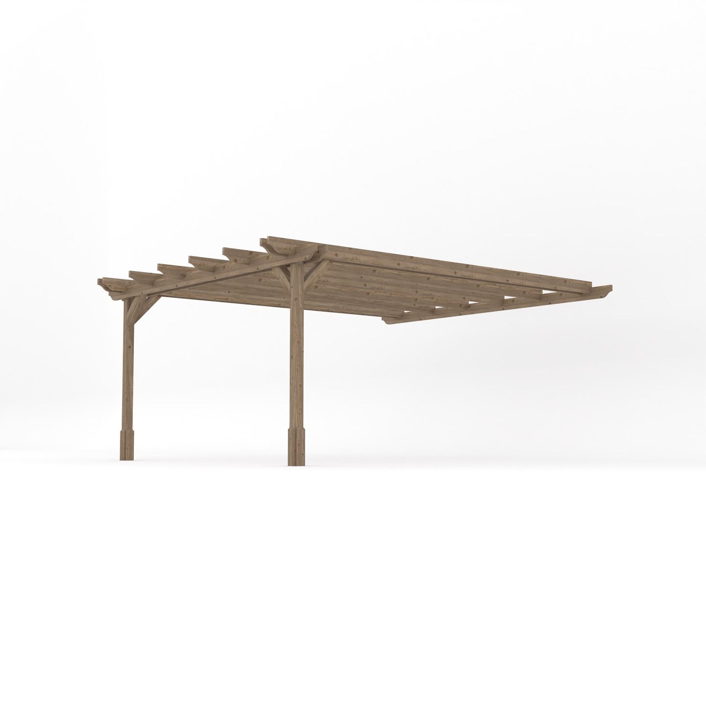 Wall Mounted Double Garden Pergola - Rustic Brown - 4.2m Depth x 4.2m Length