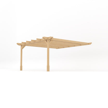 Wall Mounted Double Premium Pergola - Light Green - 4.2m Depth x 4.2m Length