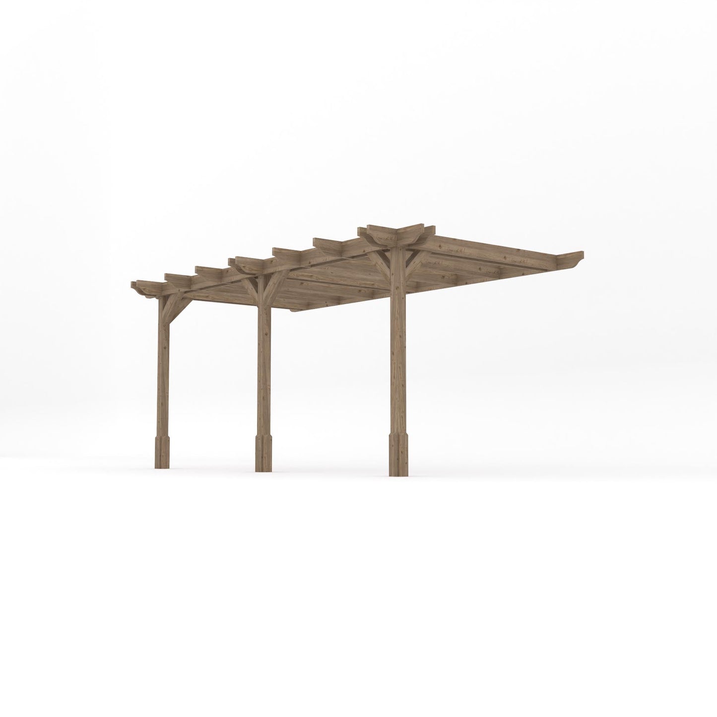Wall Mounted Double Premium Pergola - Rustic Brown - 2.4m Depth x 4.8m Length