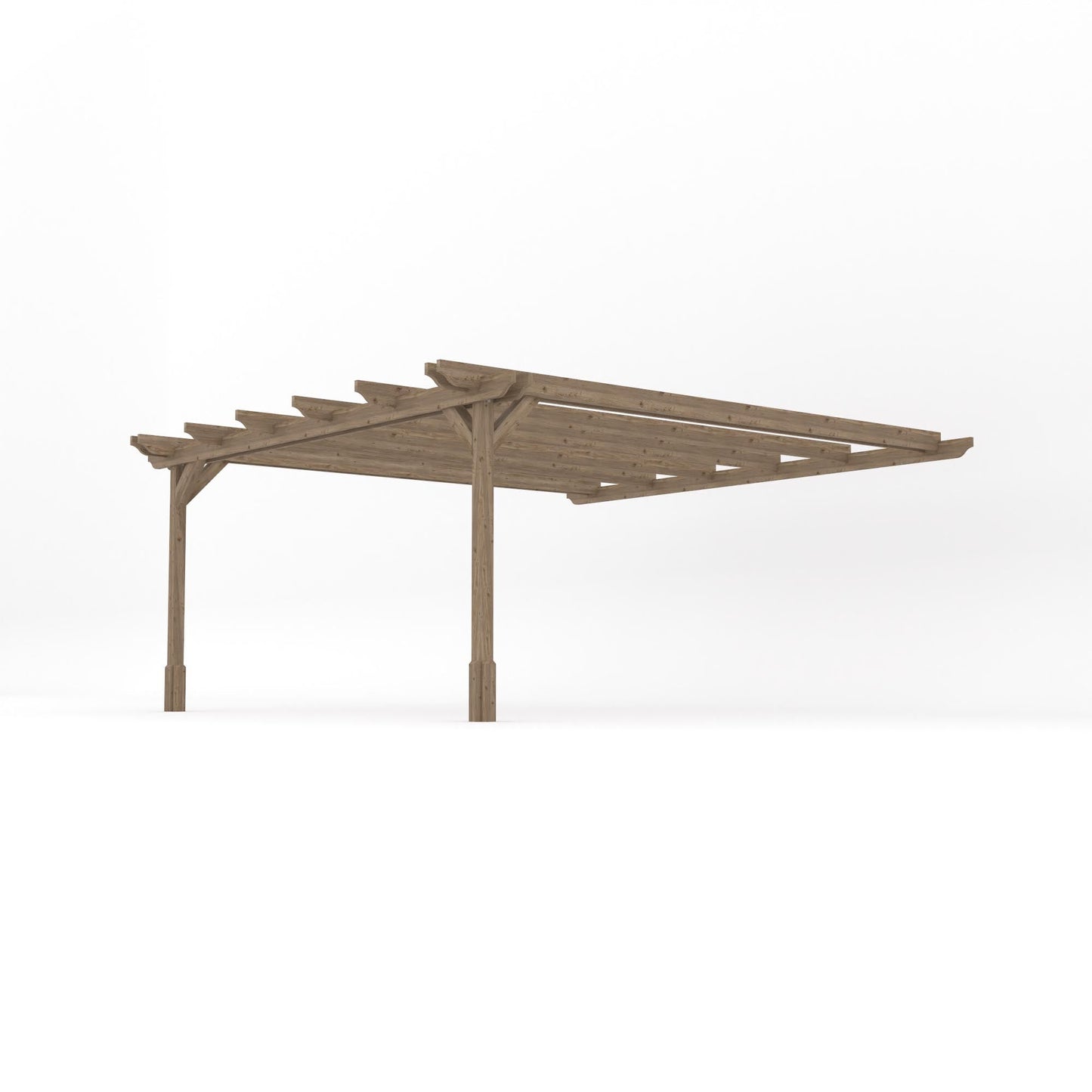 Wall Mounted Double Garden Pergola - Rustic Brown - 4.8m Depth x 4.8m Length