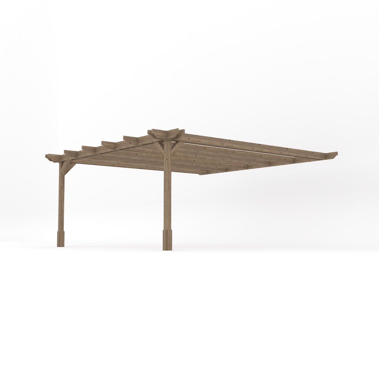Wall Mounted Double Premium Pergola - Rustic Brown - 4.8m Depth x 4.8m Length