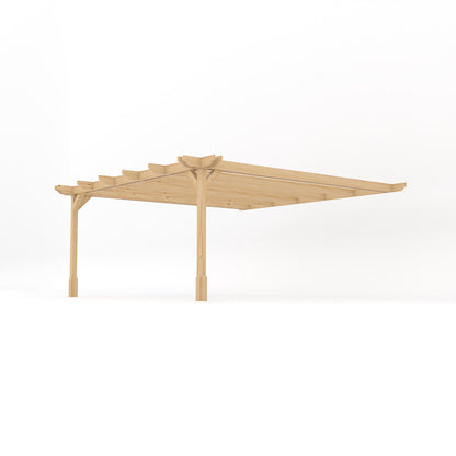 Wall Mounted Double Premium Pergola - Light Green - 1.8m Depth x 4.8m Length