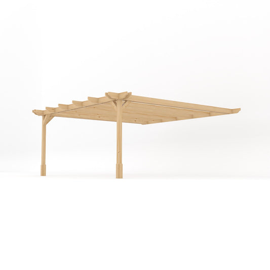 Veranda | Timber Double Premium Veranda | Wall Mounted Garden Structure | Heavyweight Section Timber | Light Green | 1.8m Depth x 4.8m Length