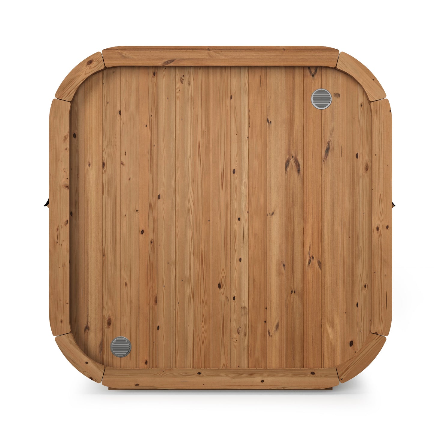 beacon 125 mini deluxe thermowood with glass front 2 person outdoor cube sauna product exterior view — view 5
