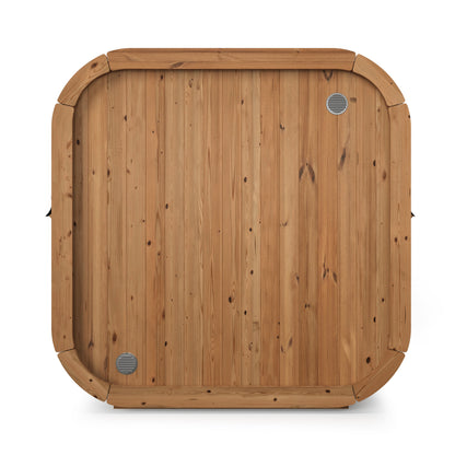 beacon 125 mini deluxe thermowood with glass front 2 person outdoor cube sauna product exterior view — view 5