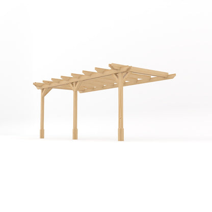 Wall Mounted Double Garden Pergola - Light Green - 3.6m Depth x 5.4m Length