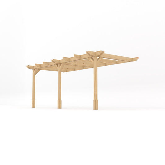 Veranda | Timber Double Premium Veranda | Wall Mounted Garden Structure | Heavyweight Section Timber | Light Green | 1.8m Depth x 5.4m Length