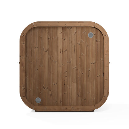 beacon 160 plus deluxe thermowood with glass front 4 person outdoor cube sauna product exterior view — view 8
