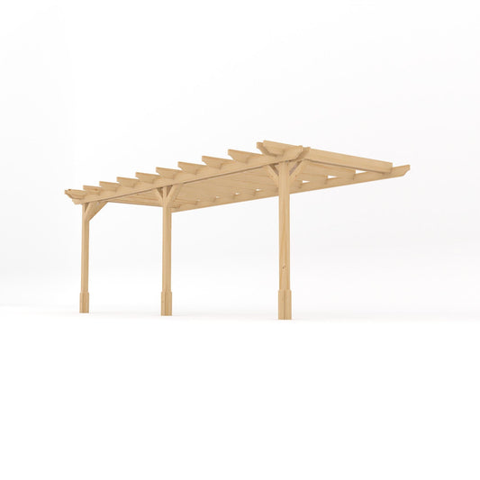 Veranda | Timber Double Garden Veranda | Wall Mounted Garden Structure | Open Slatted Roof | Light Green | 1.8m Depth x 6m Length