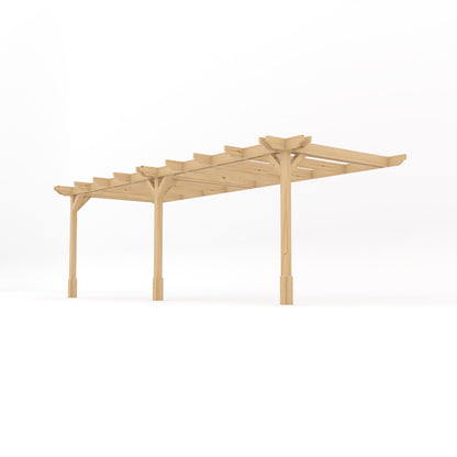 Wall Mounted Double Premium Pergola - Light Green - 4.8m Depth x 6.6m Length