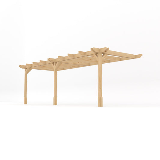Veranda | Timber Double Premium Veranda | Wall Mounted Garden Structure | Heavyweight Section Timber | Light Green | 1.8m Depth x 6.6m Length