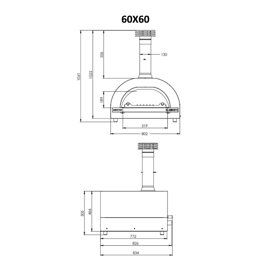 clementi gold wood fired pizza oven product exterior view — view 2