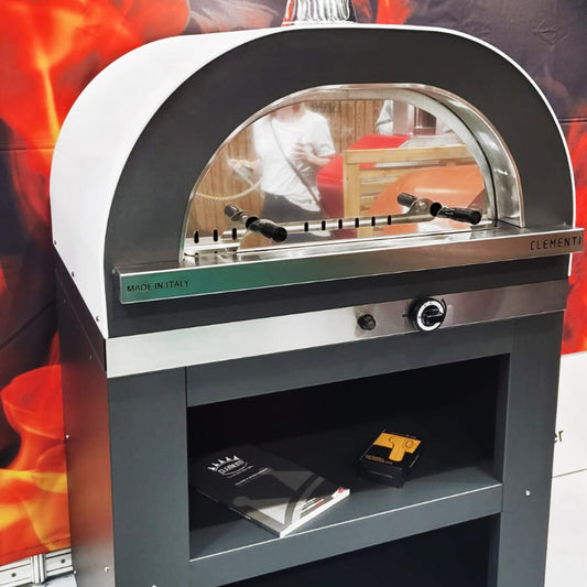 clementi gold wood gas fired pizza oven product exterior view