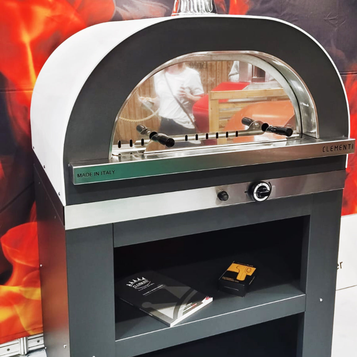 clementi gold wood gas fired pizza oven product exterior view