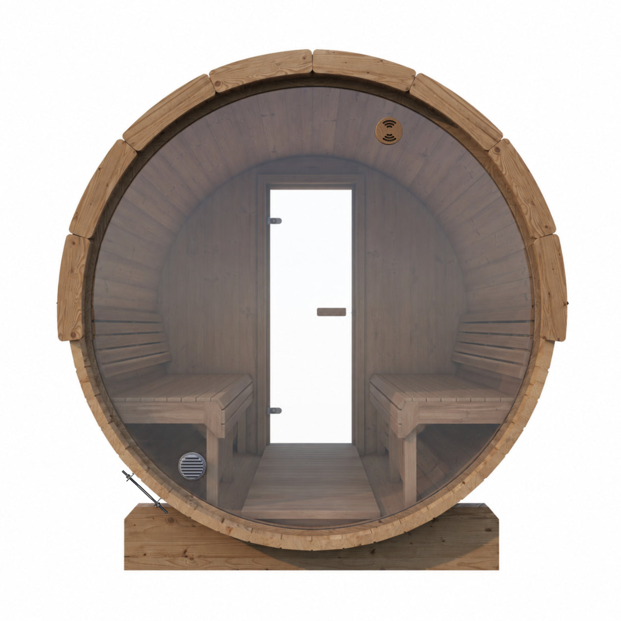 Full Glass Back Wall for Outdoor Barrel Saunas — Laminated Glass