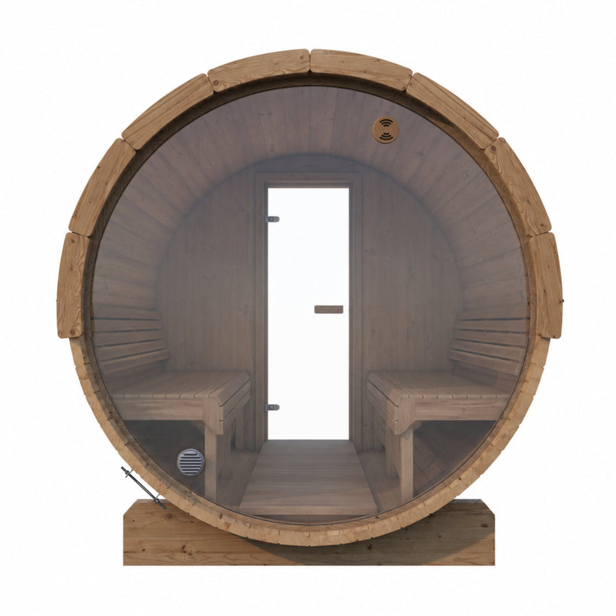 Full Glass Back Wall for Outdoor Barrel Saunas — product detail