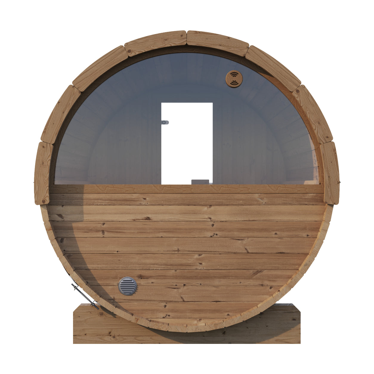 Half-Moon Glass Back Wall for Barrel Saunas — Barrel — Laminated Glass