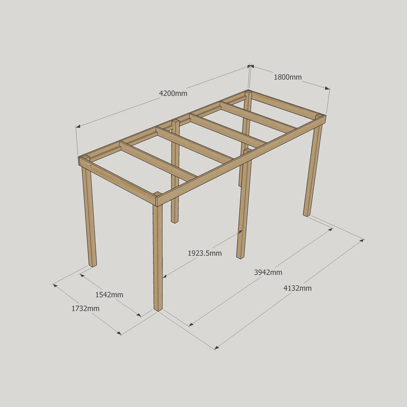Freestanding Box Pergola - Light Green - 1.8m Width x 4.2m Length