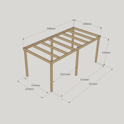 Freestanding Box Pergola - Light Green - 2.4m Width x 5.4m Length